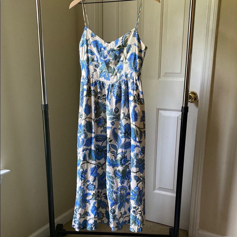 ZARA Floral Blue and White Dress
